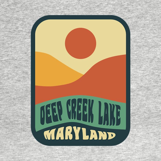 Deep Creek Lake Maryland Retro Sunset Badge by PodDesignShop